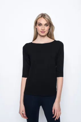 ¾ Sleeve Boat Neck Top