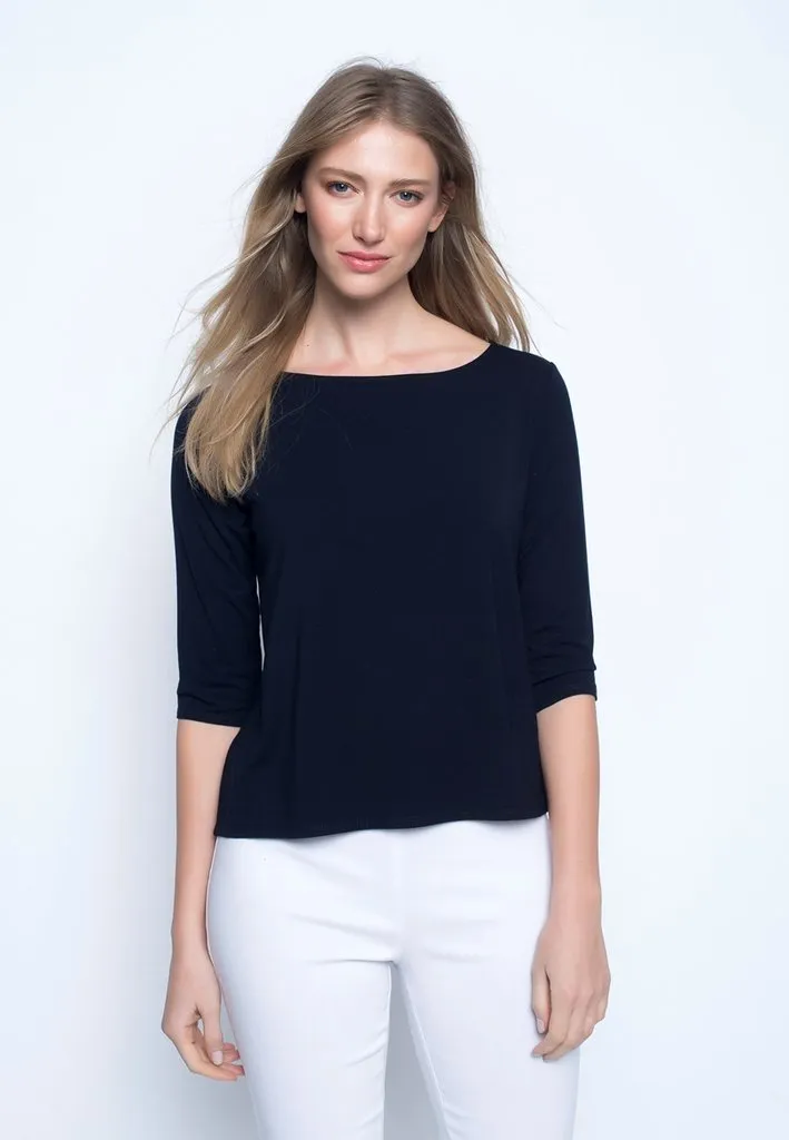 ¾ Sleeve Boat Neck Top