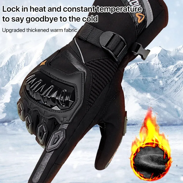 1-Pair MOTOLSG Motorcycle Riding Waterproof Winter Warm Gloves, Size:XL(Black)