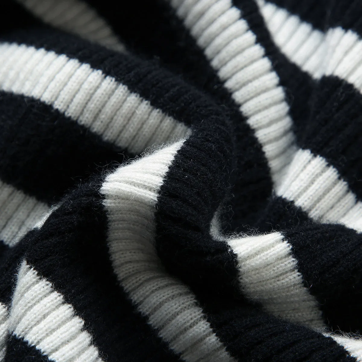 100% Cashmere Striped Turtleneck Knit Sweater