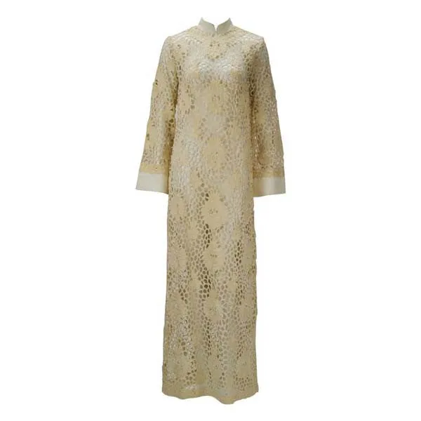 1960s Embroidered Lace Maxi