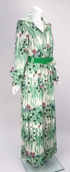 1970s Luis Estevez Spring Maxi Dress