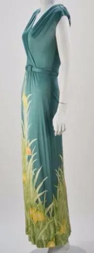 1970s Mac Tac for Leonard Sunshine Louisiana Iris Print Maxi Dress