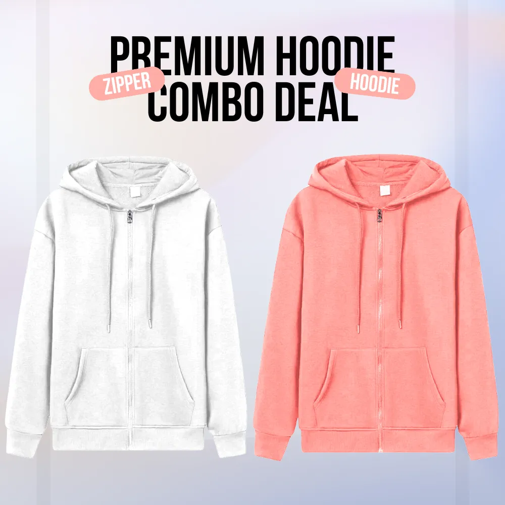 2 Pcs Premium Zipper Hoodie (1003)