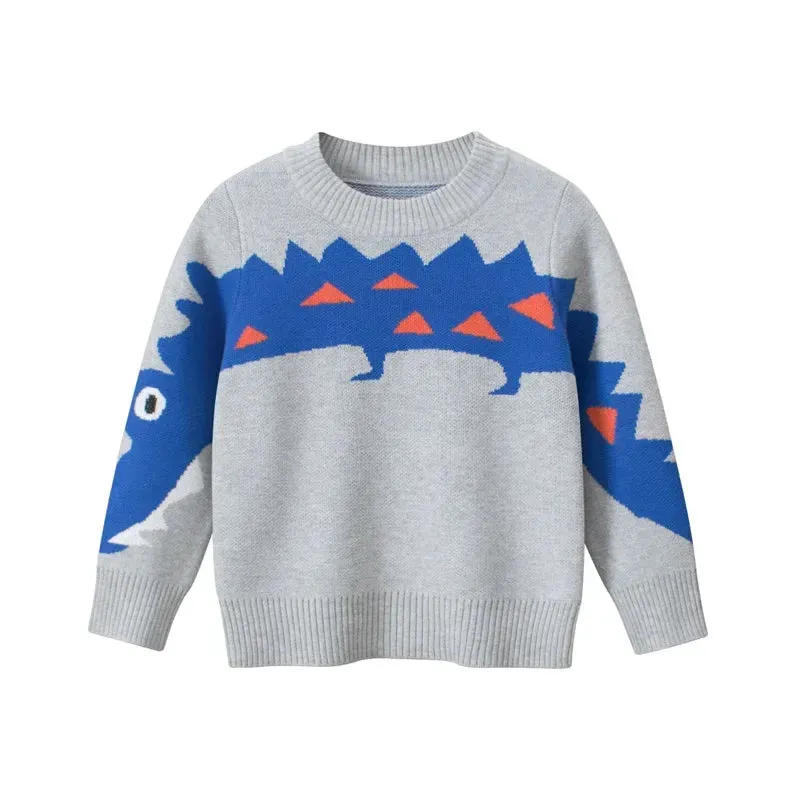 2024 Winter Clothes Boys Sweaters Casual Camouflage Knit Top Children's Pullover Long Sleeve Cartoon Print Warm Kids Outfits