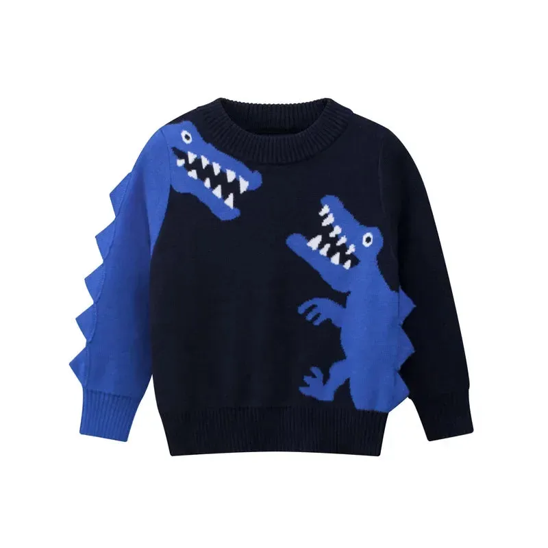 2024 Winter Clothes Boys Sweaters Casual Camouflage Knit Top Children's Pullover Long Sleeve Cartoon Print Warm Kids Outfits