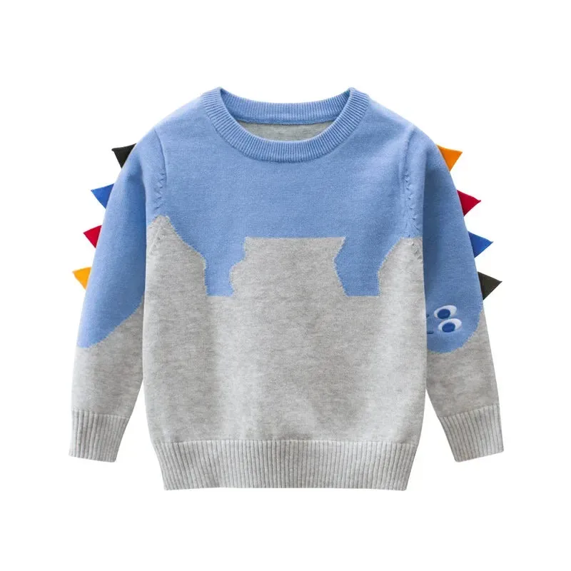 2024 Winter Clothes Boys Sweaters Casual Camouflage Knit Top Children's Pullover Long Sleeve Cartoon Print Warm Kids Outfits