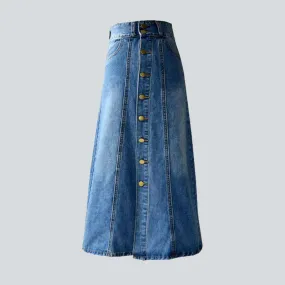 A-line button-down jeans skirt