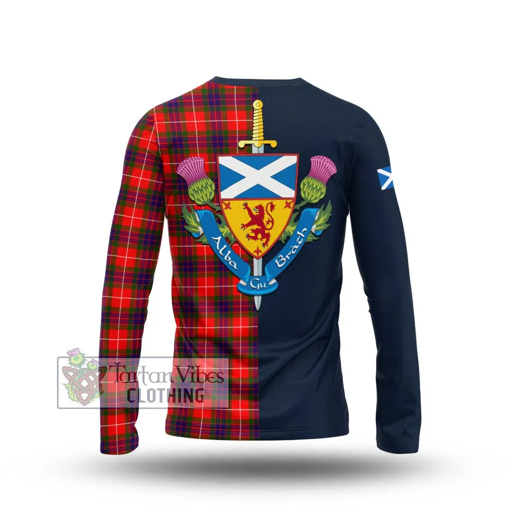 Abernethy Tartan Long Sleeve T-Shirt Alba with Scottish Lion Royal Arm Half Style