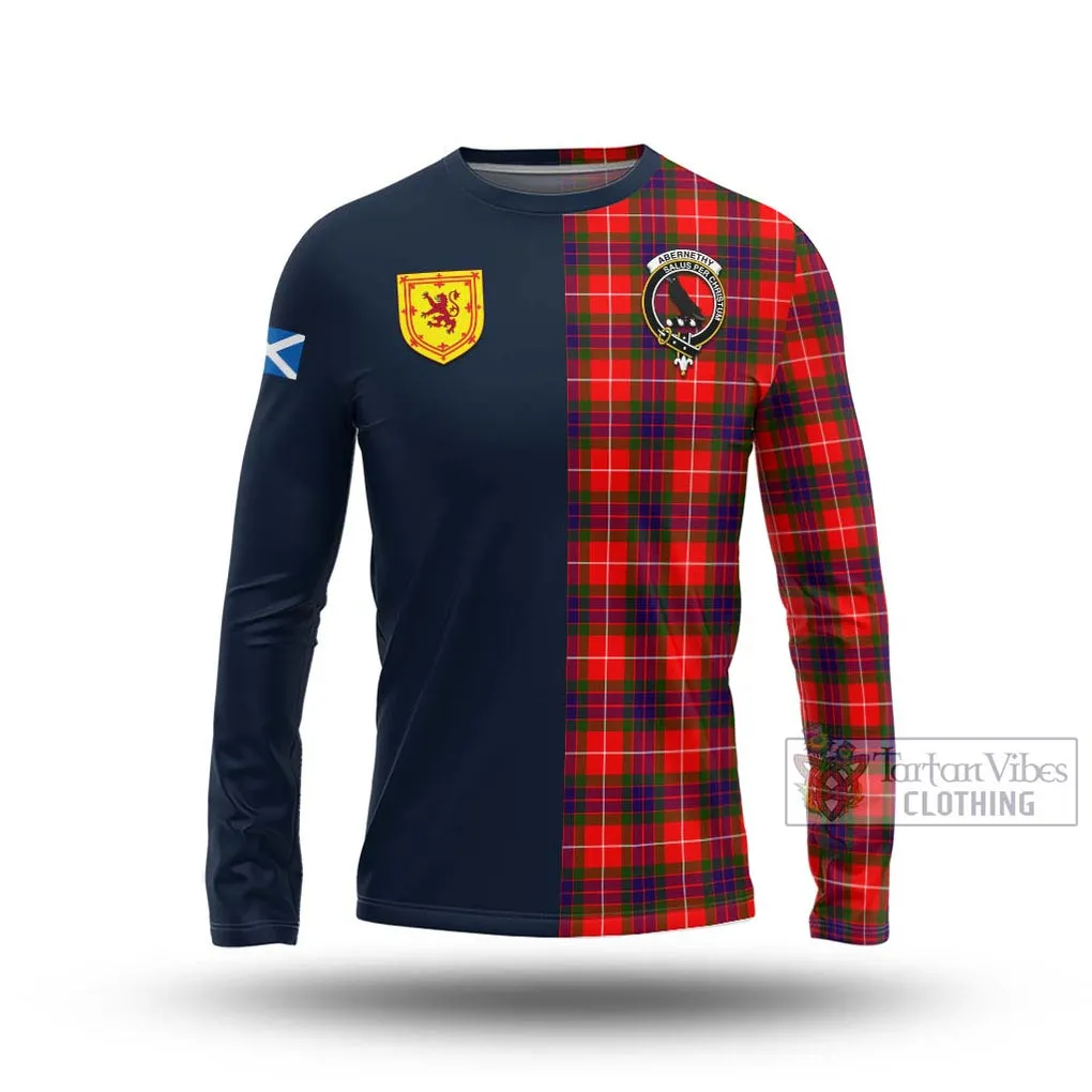 Abernethy Tartan Long Sleeve T-Shirt Alba with Scottish Lion Royal Arm Half Style