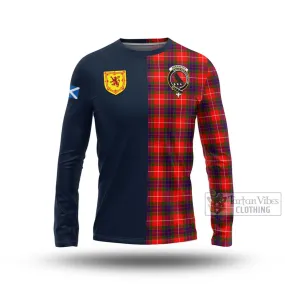 Abernethy Tartan Long Sleeve T-Shirt Alba with Scottish Lion Royal Arm Half Style