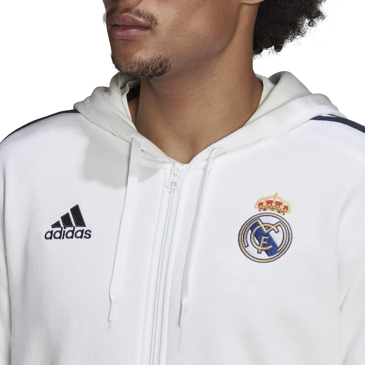 ADIDAS Men's Real Madrid 3 Stripe Full Zip Hoodie SOCHD1314