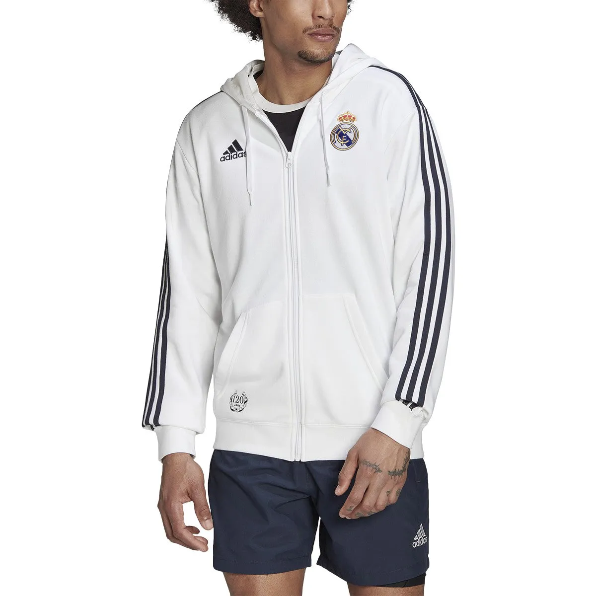 ADIDAS Men's Real Madrid 3 Stripe Full Zip Hoodie SOCHD1314