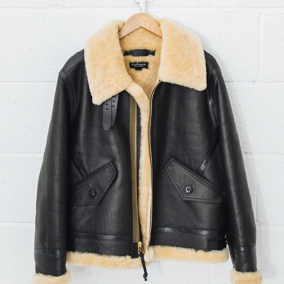 AIRBORNE MOUNTAIN SHEARLING LEATHER JACKET - BLACK