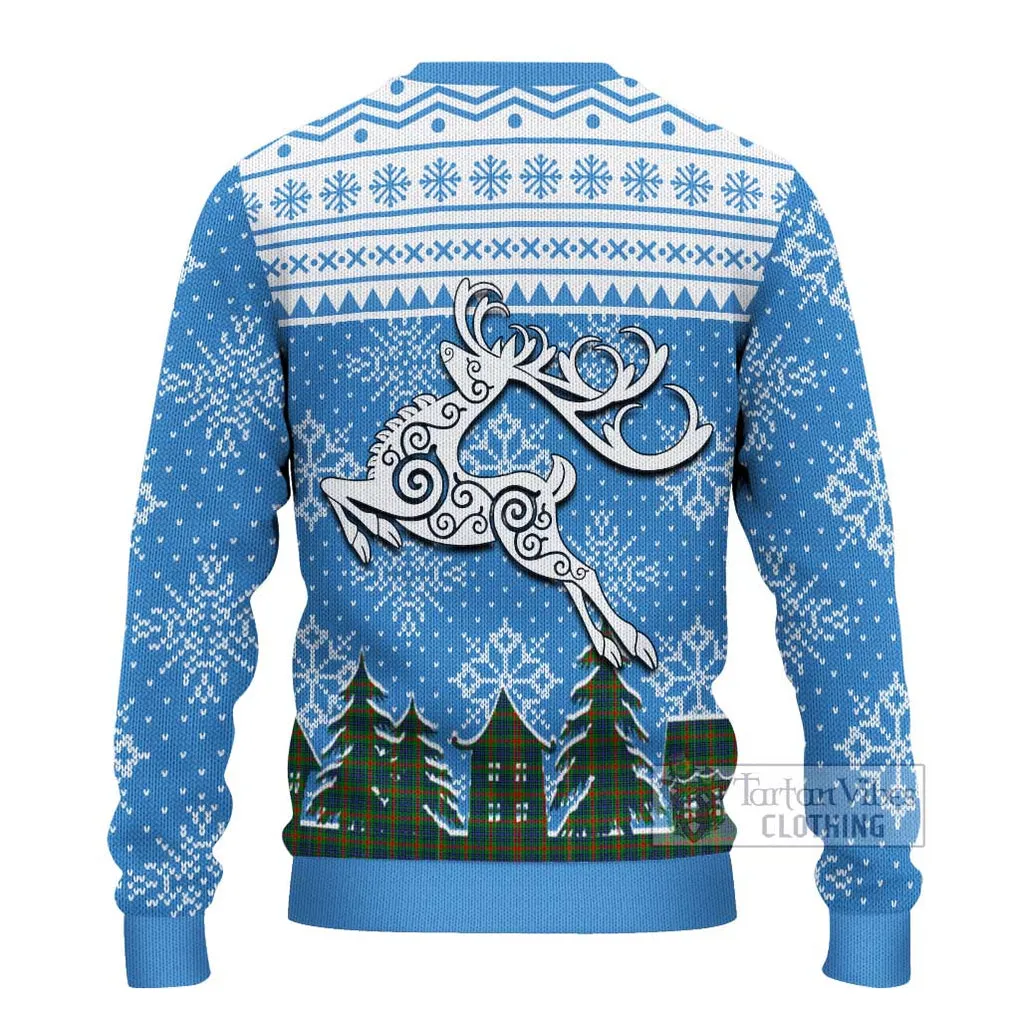 Aiton Clan Christmas Ugly Sweater with Tartan and Celtic Reindeer Style