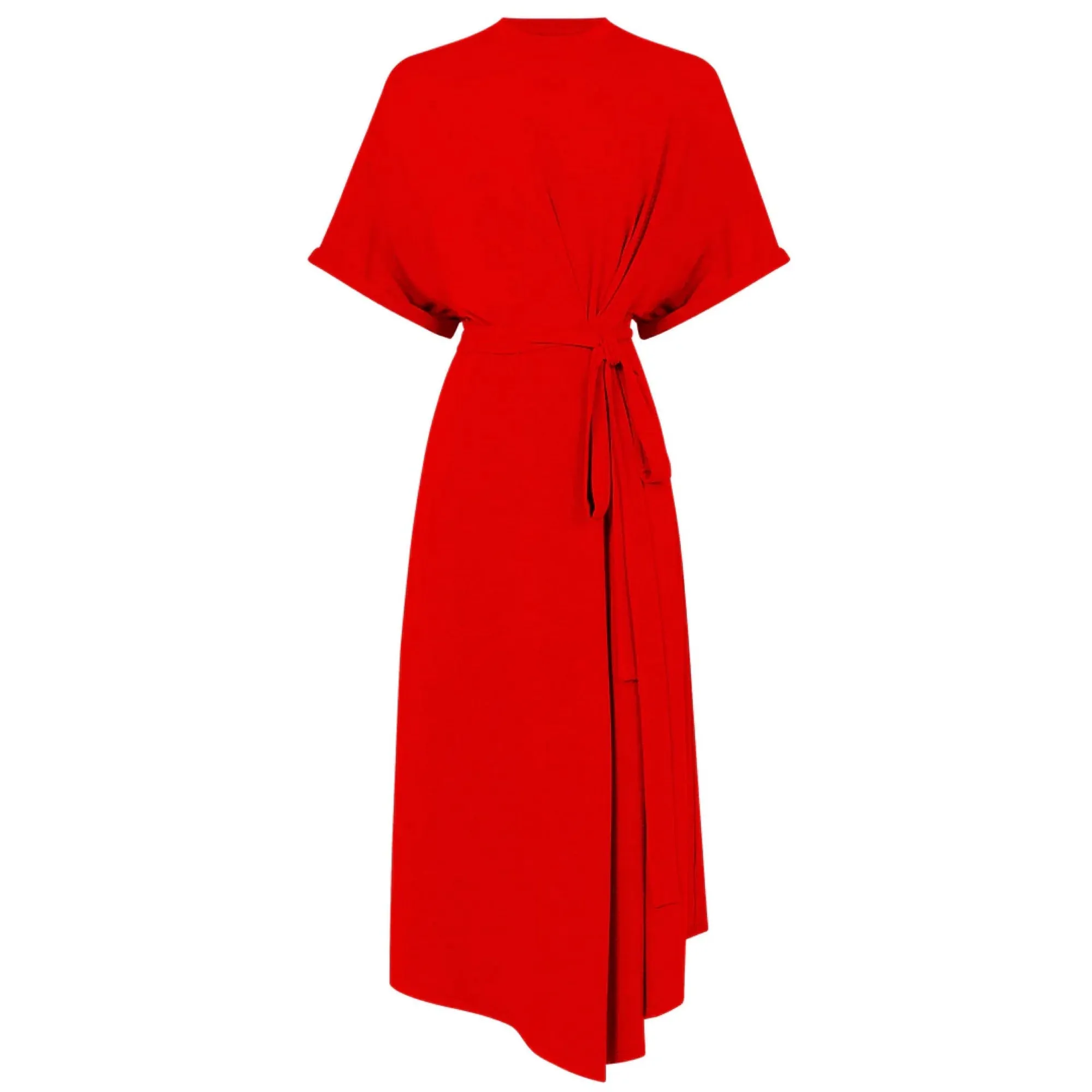 Alexandre Vauthier Red Stretch Jersey Asymmetrical Midi Dress