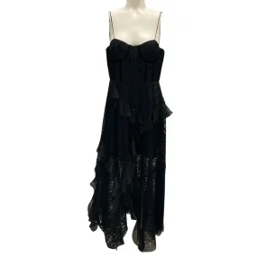 Alice   Olivia Black Jemma Lace Asymmetric Corset Dress