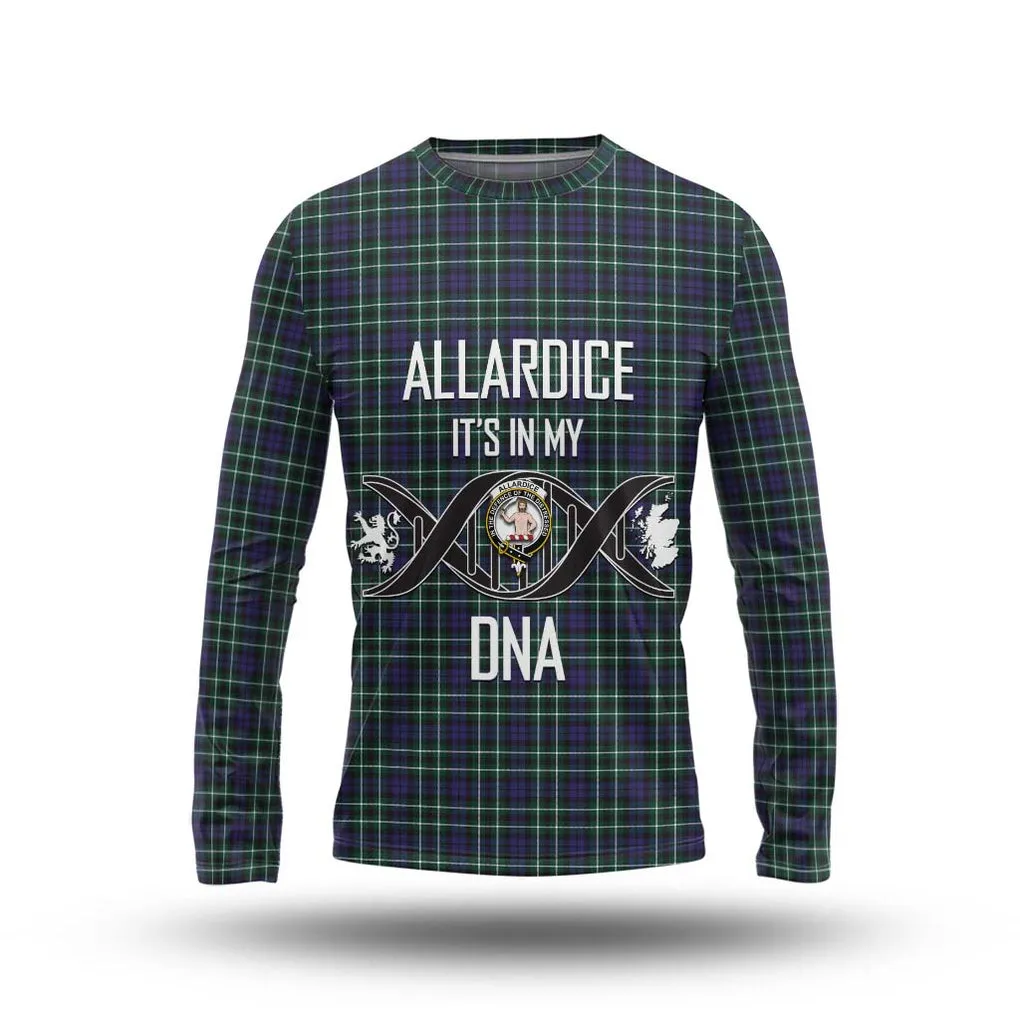 Allardice Tartan Long Sleeve T-Shirt with Family Crest DNA In Me Style