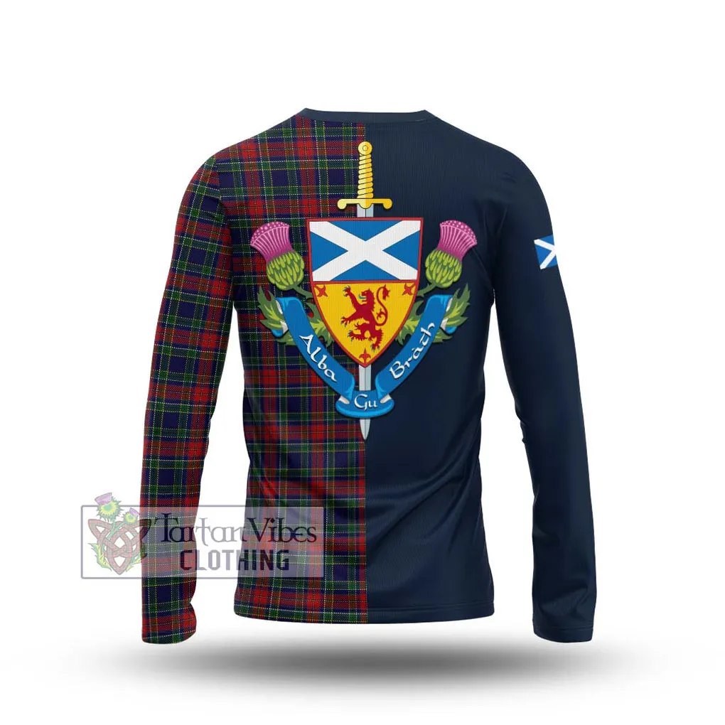 Allison Red Tartan Long Sleeve T-Shirt Alba with Scottish Lion Royal Arm Half Style