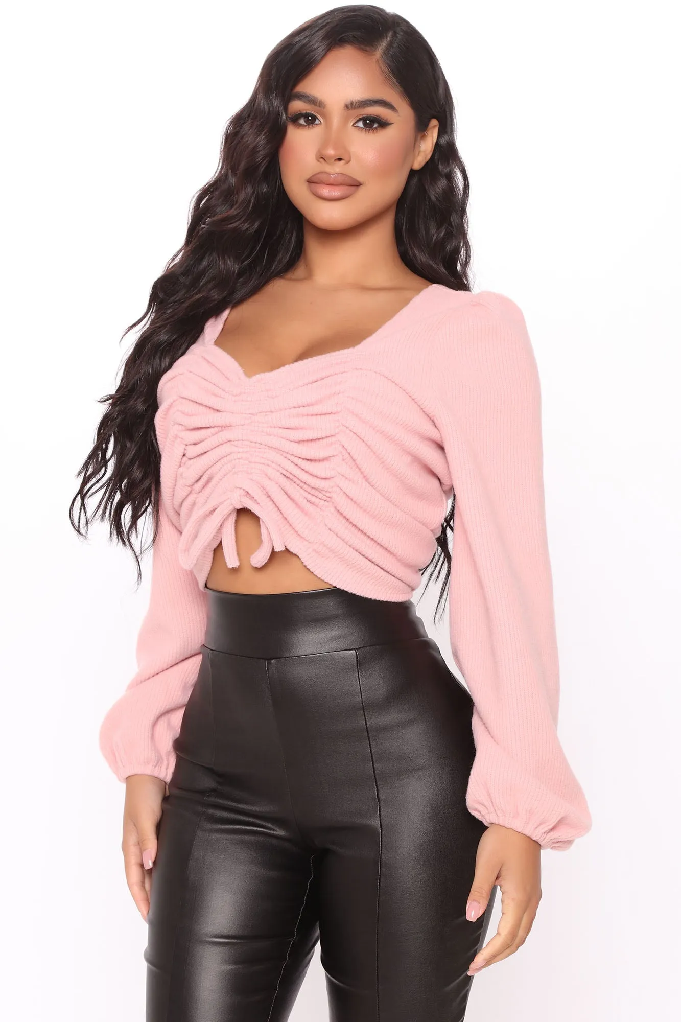 Always Best Ruched Sweater Top - Pink