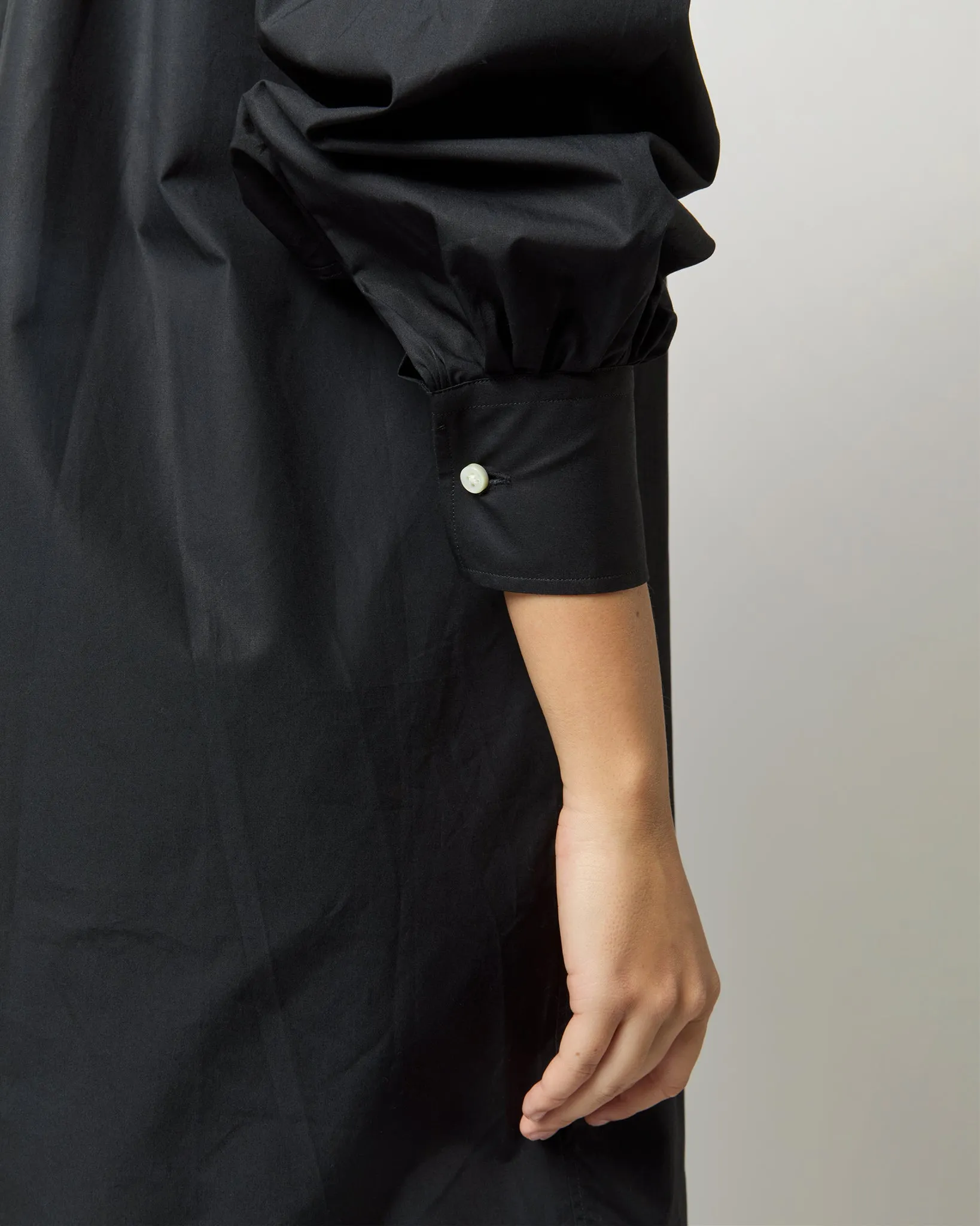 Anaya Popover Dress in Black Poplin