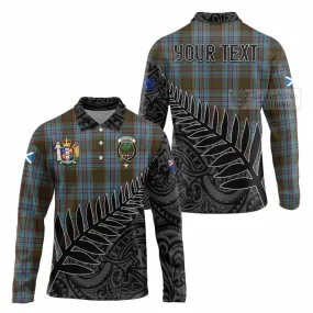 Anderson Crest Tartan Long Sleeve Polo Shirt with New Zealand Silver Fern Half Style