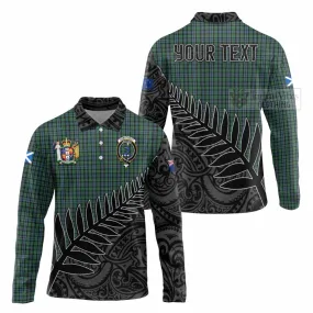 Arbuthnot Crest Tartan Long Sleeve Polo Shirt with New Zealand Silver Fern Half Style