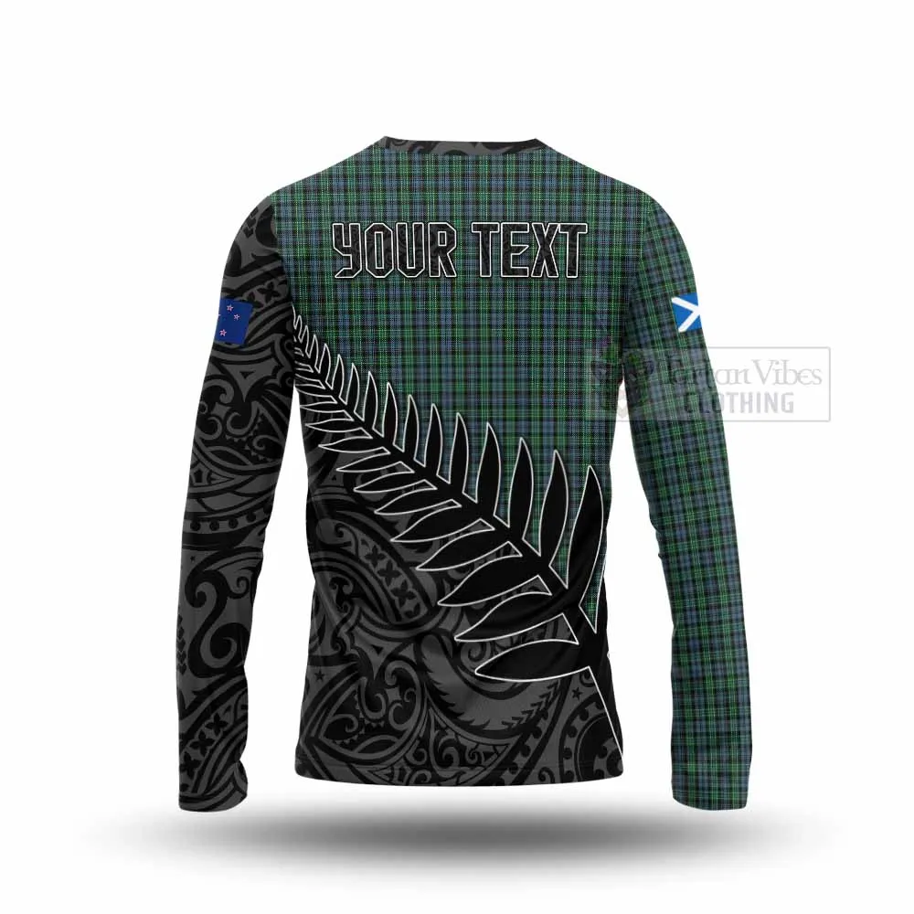 Arbuthnot Crest Tartan Long Sleeve T-Shirt with New Zealand Silver Fern Half Style