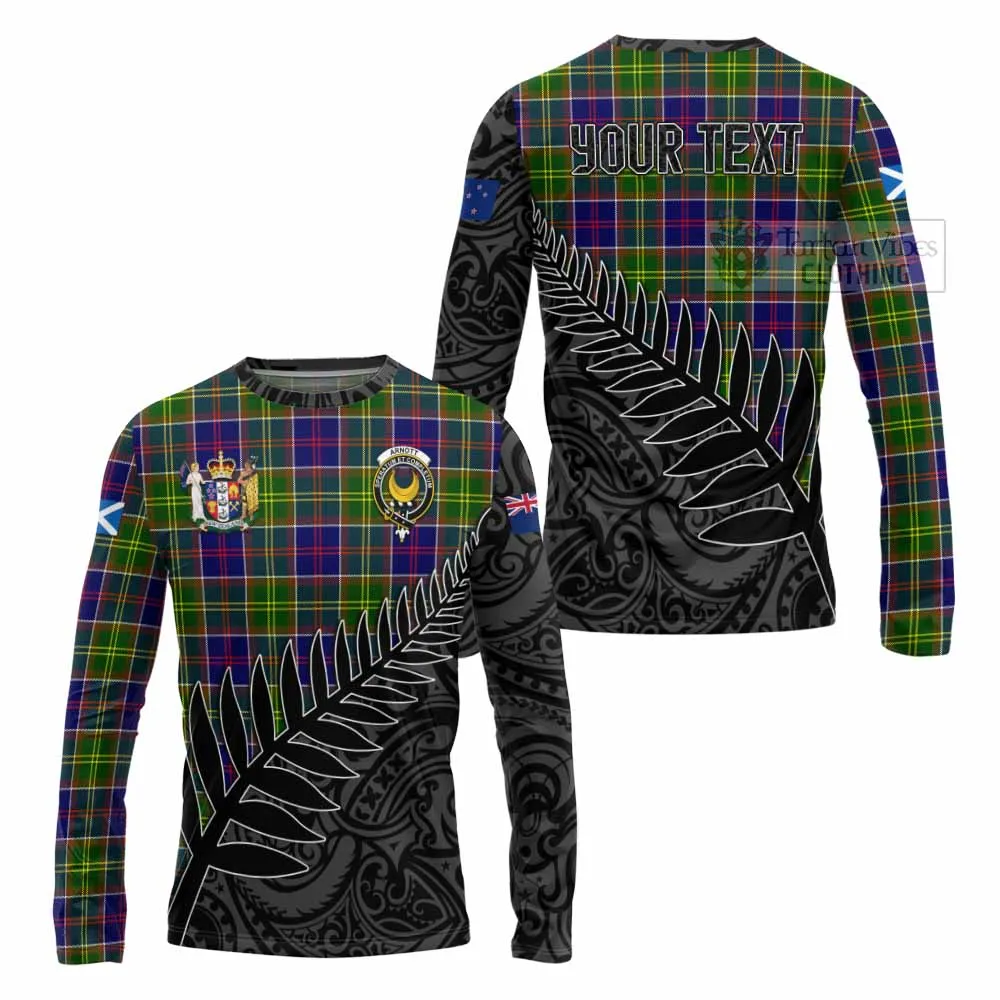 Arnott Crest Tartan Long Sleeve T-Shirt with New Zealand Silver Fern Half Style