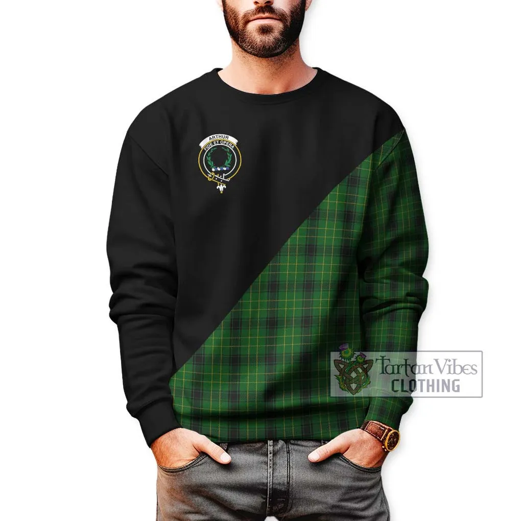 Arthur Highland Tartan Sweatshirt with Family Crest and Military Logo Style