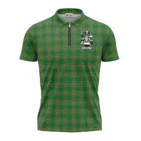 Ashby Irish Clan Tartan Zipper Polo Shirt with Coat of Arms