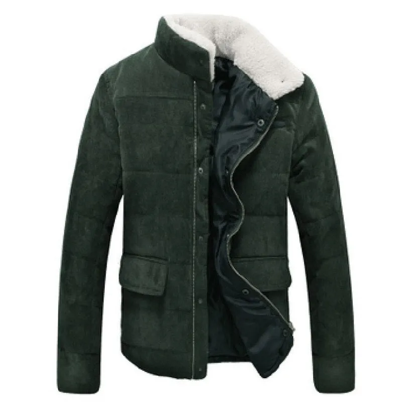 Autumn & Winter Men's Stand Fur Collar Slim Fif Fashional Jacket Four Color New Arrival Solid Soft Man Jacket