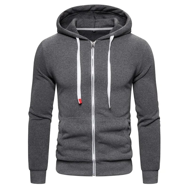 Autumn Winter Cotton Hoodied Mens Sweatshirts Solid Hoody Fleece Thick Hoodies Men Sportswear Zipper Sweatshirts Men