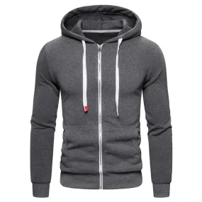 Autumn Winter Cotton Hoodied Mens Sweatshirts Solid Hoody Fleece Thick Hoodies Men Sportswear Zipper Sweatshirts Men