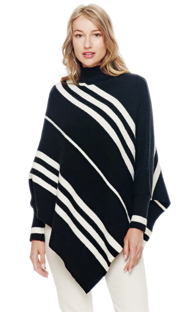 BAAP2056 Stripe Pattern Poncho w/Sleeves