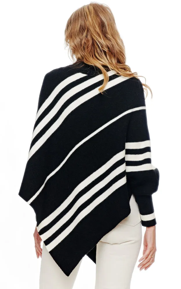 BAAP2056 Stripe Pattern Poncho w/Sleeves