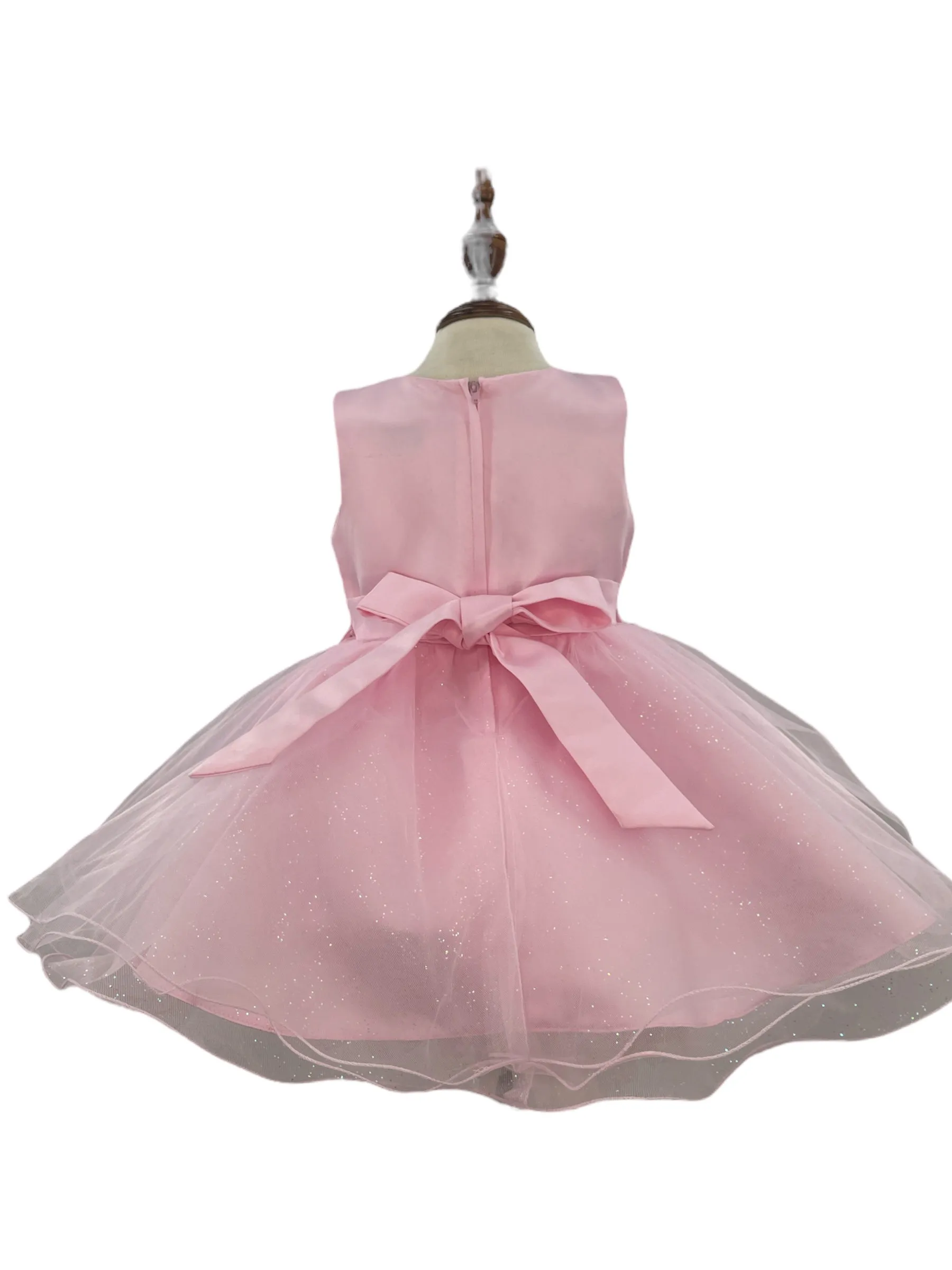 Baby Girls Butterfly Pearl Sequin Tulle Flower Girl Dress 3-24M