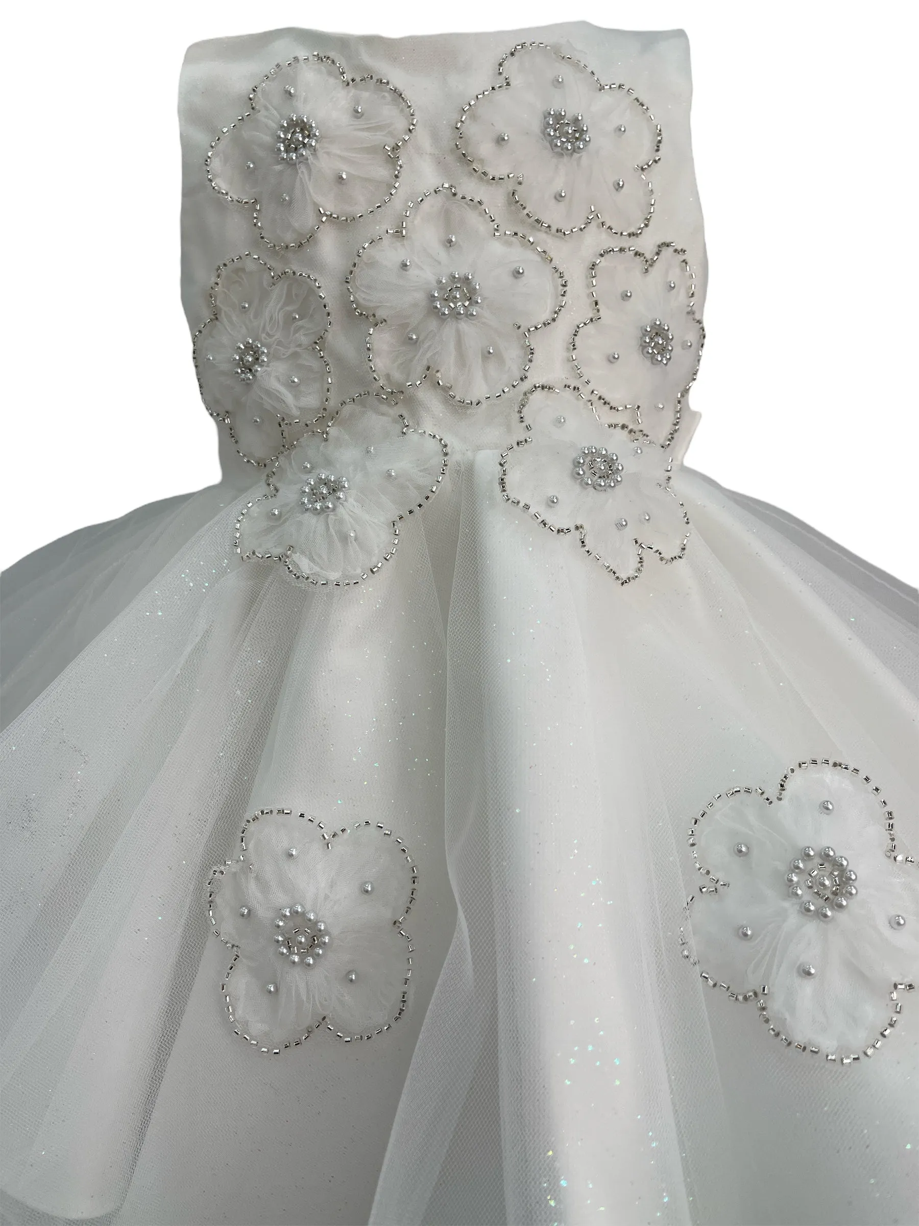 Baby Girls Daisy Sequin Pearl Tulle Flower Girl Dress 3-24M