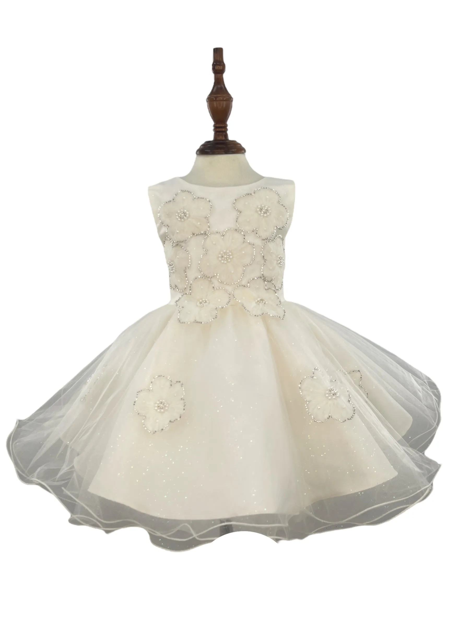 Baby Girls Daisy Sequin Pearl Tulle Flower Girl Dress 3-24M