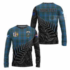 Bain Crest Tartan Long Sleeve T-Shirt with New Zealand Silver Fern Half Style