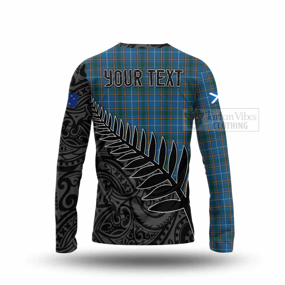 Bain Crest Tartan Long Sleeve T-Shirt with New Zealand Silver Fern Half Style