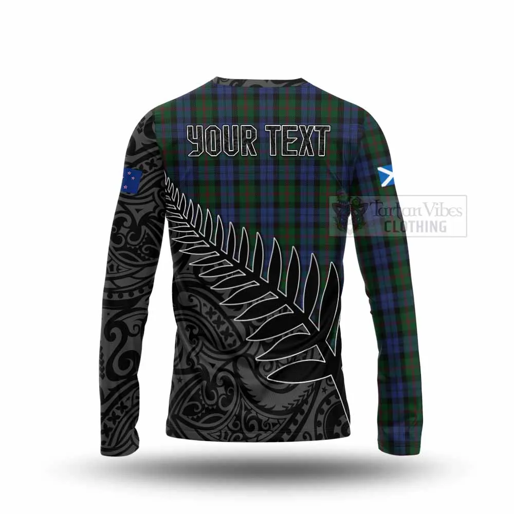 Baird Crest Tartan Long Sleeve T-Shirt with New Zealand Silver Fern Half Style