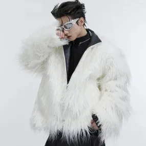 B&W Thick Warm Shaggy Faux Fur Jacket