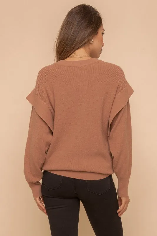 Band Detail Armhole Dolman Sweater