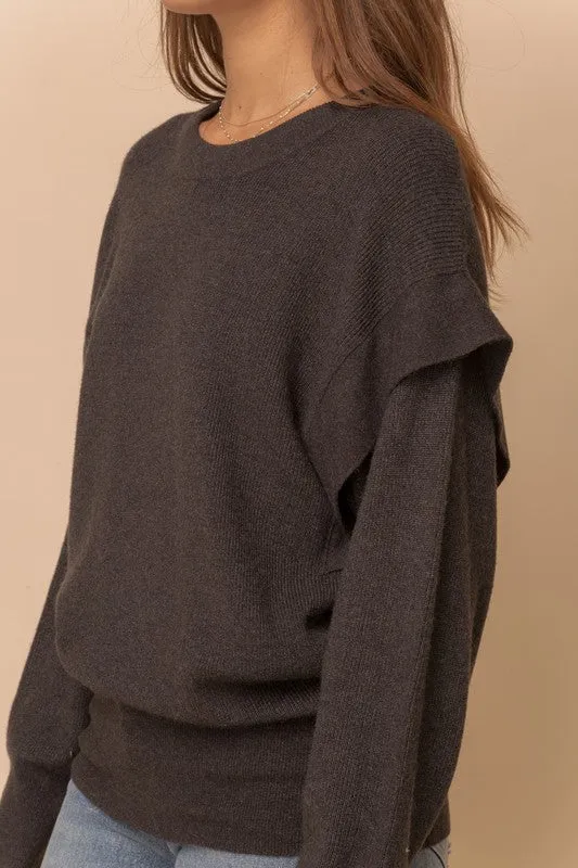 Band Detail Armhole Dolman Sweater