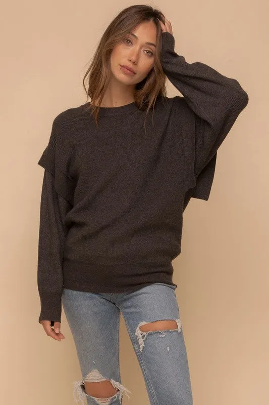 Band Detail Armhole Dolman Sweater