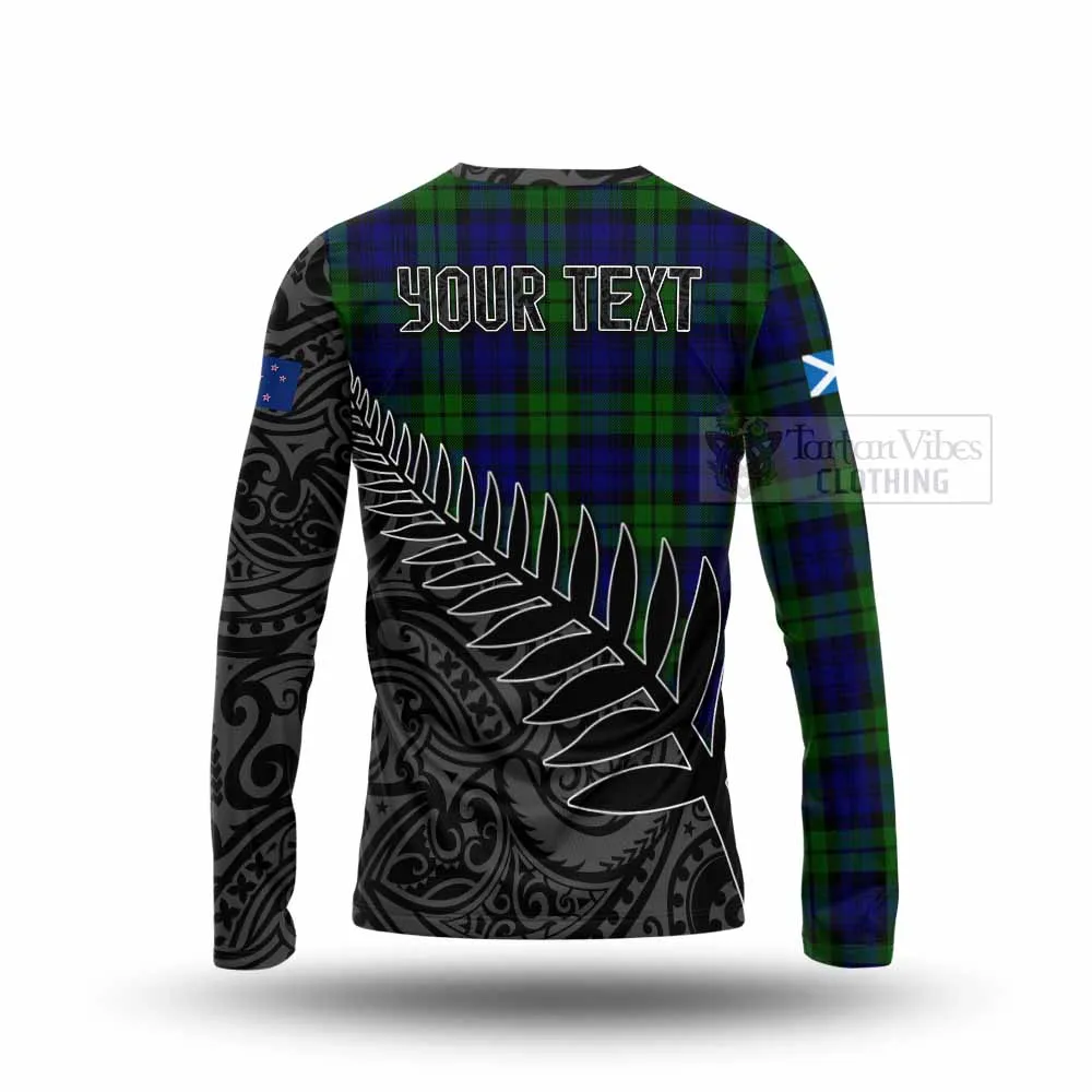 Bannatyne Crest Tartan Long Sleeve T-Shirt with New Zealand Silver Fern Half Style