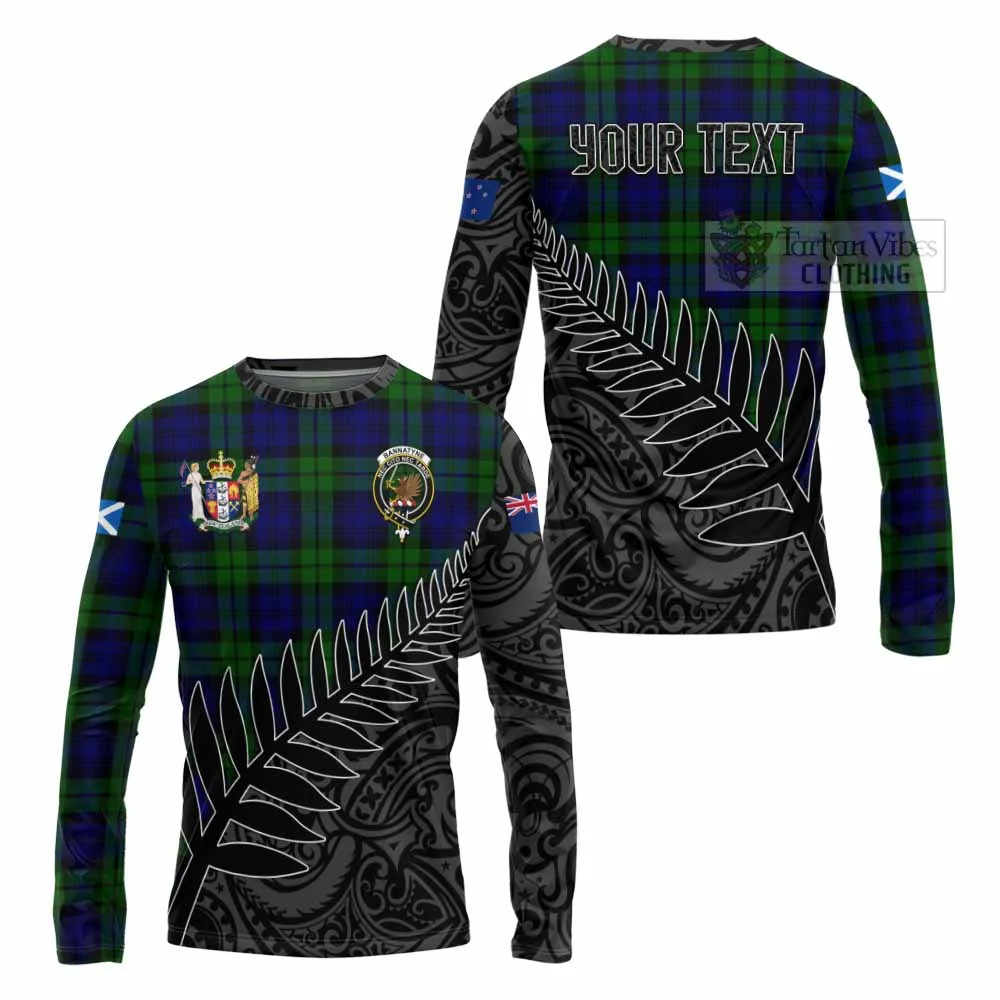 Bannatyne Crest Tartan Long Sleeve T-Shirt with New Zealand Silver Fern Half Style