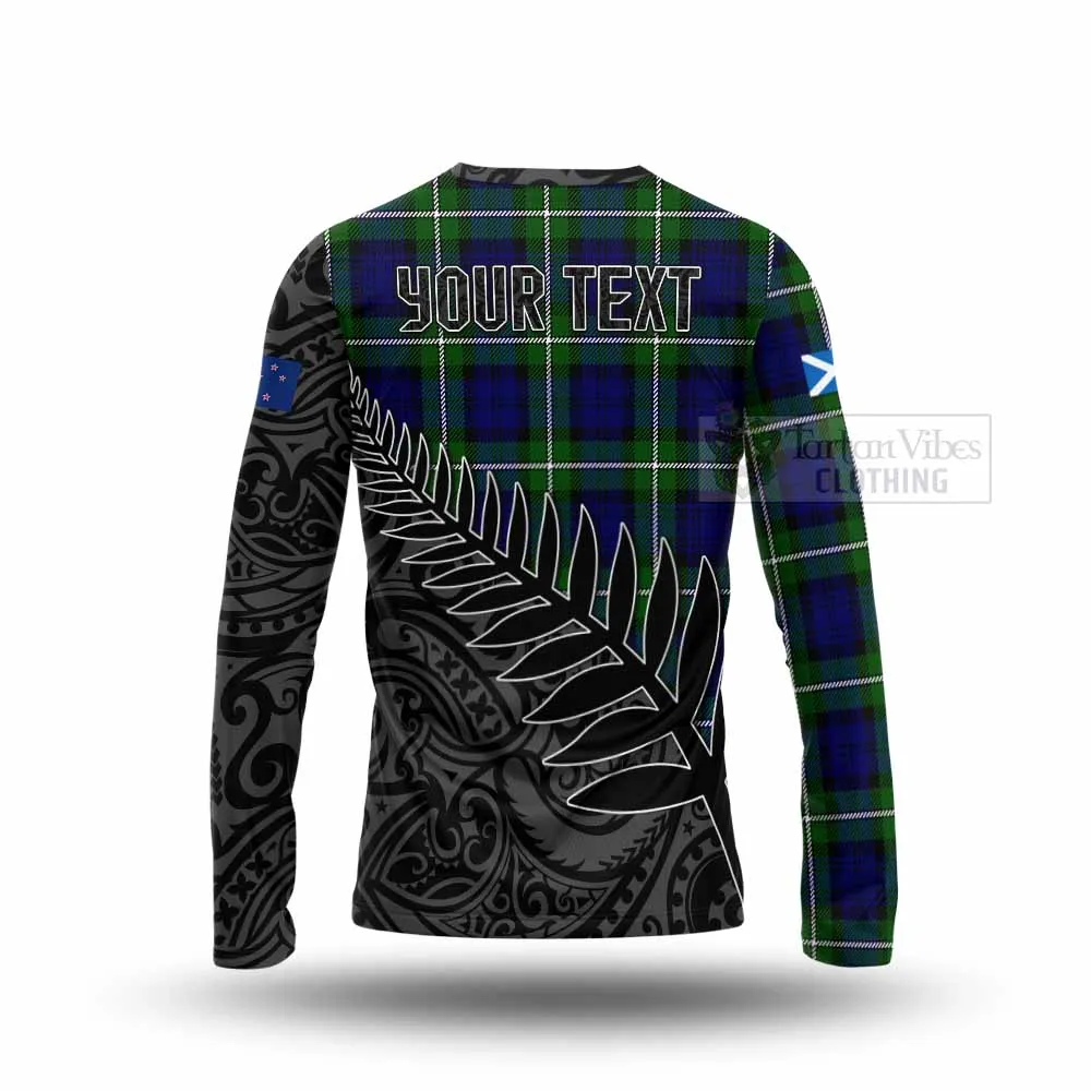 Bannerman Crest Tartan Long Sleeve T-Shirt with New Zealand Silver Fern Half Style