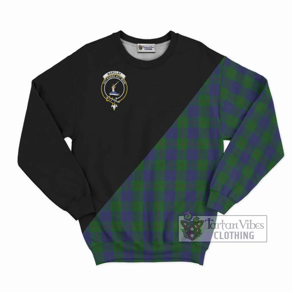 Barclay Tartan Sweatshirt with Family Crest and Military Logo Style